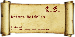 Kriszt Balázs névjegykártya